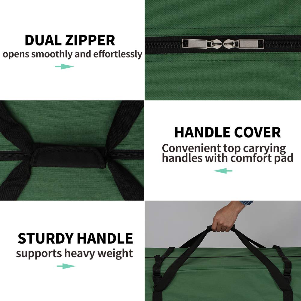 OurWarm Christmas Tree Storage Bag Extra Large Heavy Duty Storage Containers with Reinforced Handles Zipper for 7.5ft Artificial Tree, 50" x 15" x 20" 600D Oxford Xmas Holiday Tree Storage Bag, Green OurWarm
