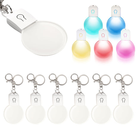 PYD Life 12 Pack Sublimation LED Keychains Acrylic Blanks Round White 2.3" x 2.1",1/6" Thick(4 mm) Light Up 7 Colors Sublimation Night Light Blanks PYD Life