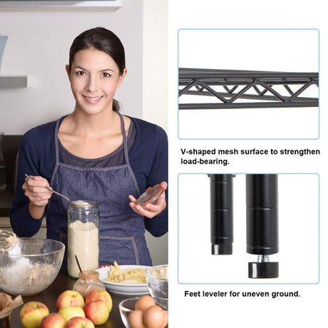 6-Tier Wire Shelving Unit,Adjustable Metal Storage Rack,42" W x 16" D x 72" H,Heavy Duty Black Wire Shelf,1500 lbs Capacity,NSF Certified, Multi-Use Storage Rack for Kitchen, Garage, Pantry, Basement YRLLENSDAN
