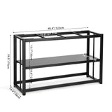 VOWNER 55-75 Gallon Fish Tank Stand - Metal Aquarium Stand, 48.4" x 14.9" x 29.5" Heavy Duty Reptile Tank Stand, Adjustable 2-Tier Fish Tank Rack Shelf for Home Office, Tank not Included, Black VOWNER