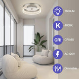 Bekada LED Flush Mount Ceiling Light Fixture, 12In Crystal Chandelier with Clear Bubble Acrylic, Modern Ceiling Lighting for Dining Room, Bedroom, Living Room, Kitchen, Brushed Nickel, 4000K Dimmable Bekada