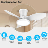 ocioc Quiet Ceiling Fan with LED Light DC motor 32 inch Large Air Volume Remote Control White for Kitchen Bedroom Dining room Patio ocioc