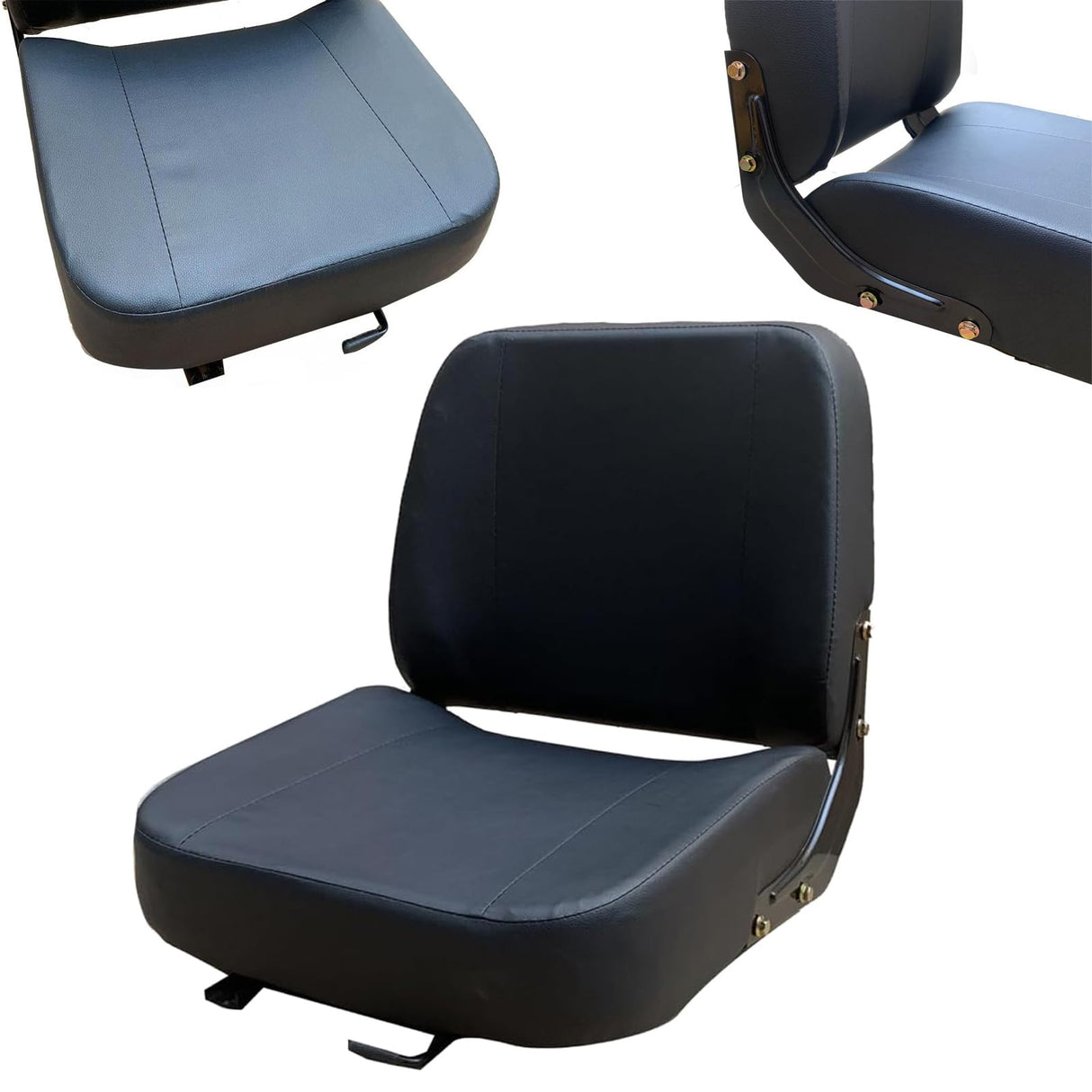 MECUTP Universal Forklift Seat with Adjustable Slide Track and Tool Bag, Tractor Seat Skid Loader Seat Suspension Seat for Excavator Skid Loader Backhoe Dozer Telehandler MECCTP