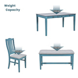 LUMISOL 6-Piece Wooden Dining Set, Farmhouse Kitchen Table Set with 4 Upholstered Chairs, Bench and Storage Drawers for Kitchen, Dining Room, Living Room, Antique Blue LUMISOL