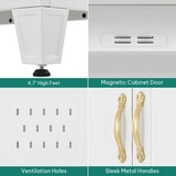 YITAHOME 71" Tall Kitchen Pantry, Metal Kitchen Storage Cabinet with Adjustable Shelves, Pantry Organizer with 2 Door and Drawer for Dining Room, Living Room, Bathroom, White YITAHOME