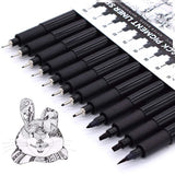 TWOHANDS Art Pens,Fineliner Ink Pens,Set of 12 Technical Drawing pen,Pigment Pen,Fine Point,Black,Waterproof,for Art Watercolor,Sketching,Anime,Manga, 902188 TWOHANDS