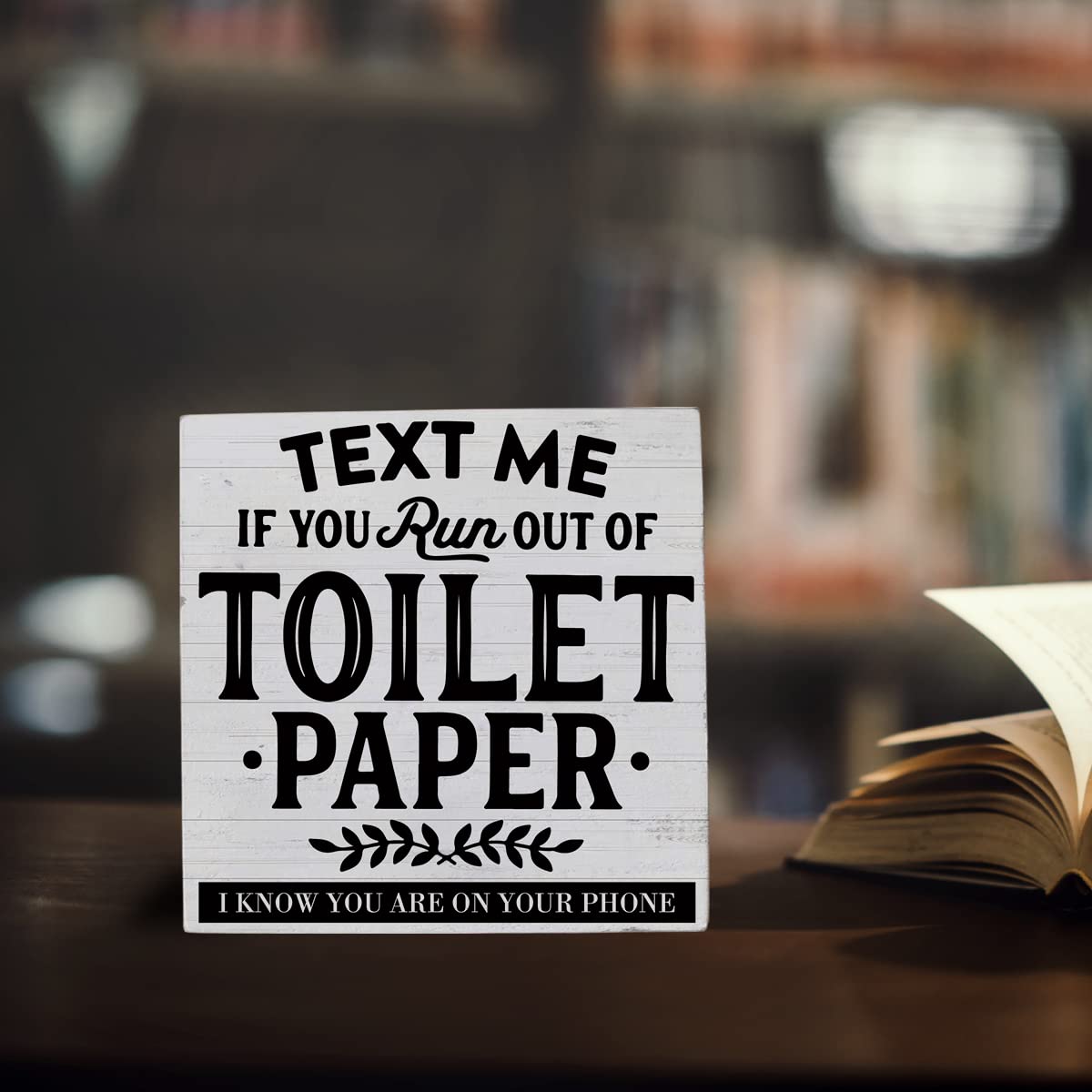 Funny Bathroom Sign Bathroom Decor Desk Decor Wooden Box Sign Rustic Wood Block Plaque Box Sign for Home Farmhouse Bedroom Toilet Washroom Shelf Table Decoration If You Run out of Toilet Paper Sign HTBIG