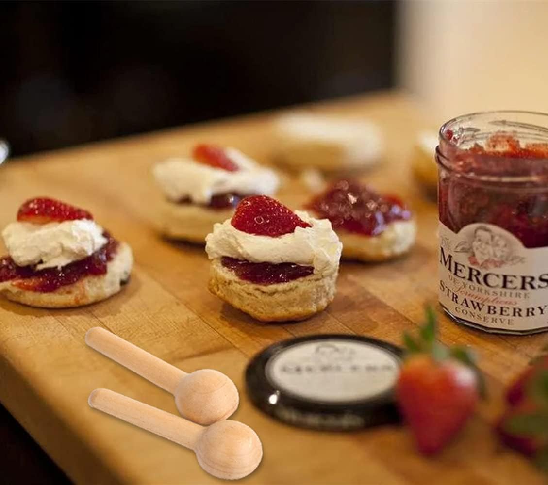 Tebery 60PCS Mini Wooden Spoons Small Bath Salt Spoon Candy Spoon Baby Spoon for Spice Jars Seasoning Honey Coffee Tebery