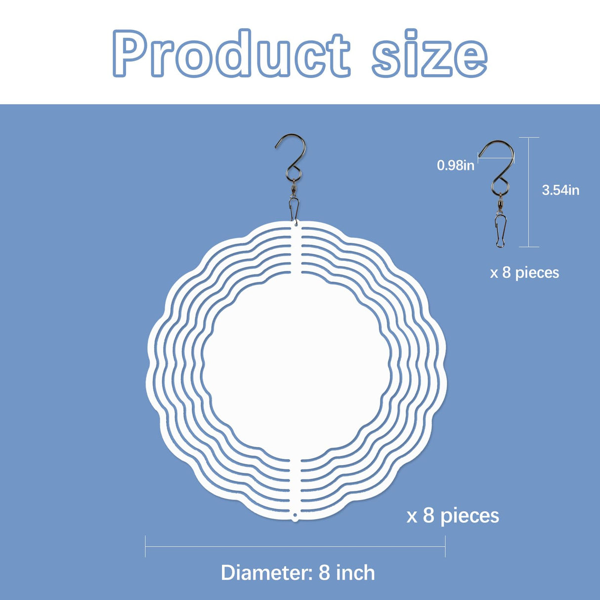 8 Pcs Sublimation Wind Spinner Blanks 8 Inch Bulk Aluminum Metal Sublimation Blanks Product Heat Press Transfer Outdoor Garden Decoration Sublimation Blank Wind Spinners for DIY Gift LaiHiulaan