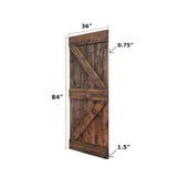 K Style Series Finished DIY Solid Wood Sliding Barn Door Slab(Hardware Kit NOT Included) (36in. x 84in., Dark Walnut) ISLIFE