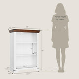 HOTLUU 3-Tier Farmhouse Bookshelf, Book Shelf with Open Storage & One Adjustable Shelf, 9.8" D x 26" W x 38" H, Wooden Bookshelf for Study Room, Living Room, Kitchen, Bedroom (White) HOTLUU