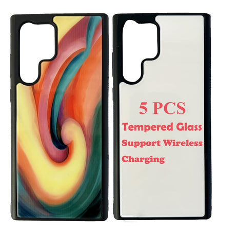 JUSTRY 5PCS Sublimation Phone Case Blanks Compatible with Samsung Galaxy S22 Ultra 5G Case,Wireless Charging Compatible Easy to Sublimate DIY Soft TPU Mobile Case with Tempered Glass Inserts JUSTRY