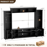 MEISSALIVVE Wall Unit TV Stand with Storage & LED Lights, Large Entertainment Center with Bookshelves for TVs up to 75", Media Console for Living Room, Black MEISSALIVVE