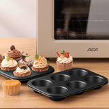 ASBAYSON 2 Packs Premium Steel Muffin Pan for Baking, Round Muffin Baking Pan, Baking Tray for Muffins, Cupcakes, Brownie(Black, 6 Cup) ASBAYSON