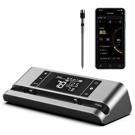 Wireless Smart Meat Thermometer with Dual-Sensor Probe, 500FT Remote Monitoring, Dedicated App, Real-Time Ambient and Food Temperature Tracking for Precise Cooking Control Dewjom
