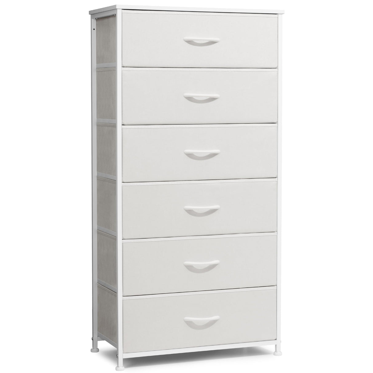 Crestlive Products Dresser for Bedroom with 6 Drawers, Tall Chest of Drawers, White Dressers Bedroom Furniture, Storage Organizer Unit with Bins for Closet, Hallway, Living Room, Entryway Crestlive Products