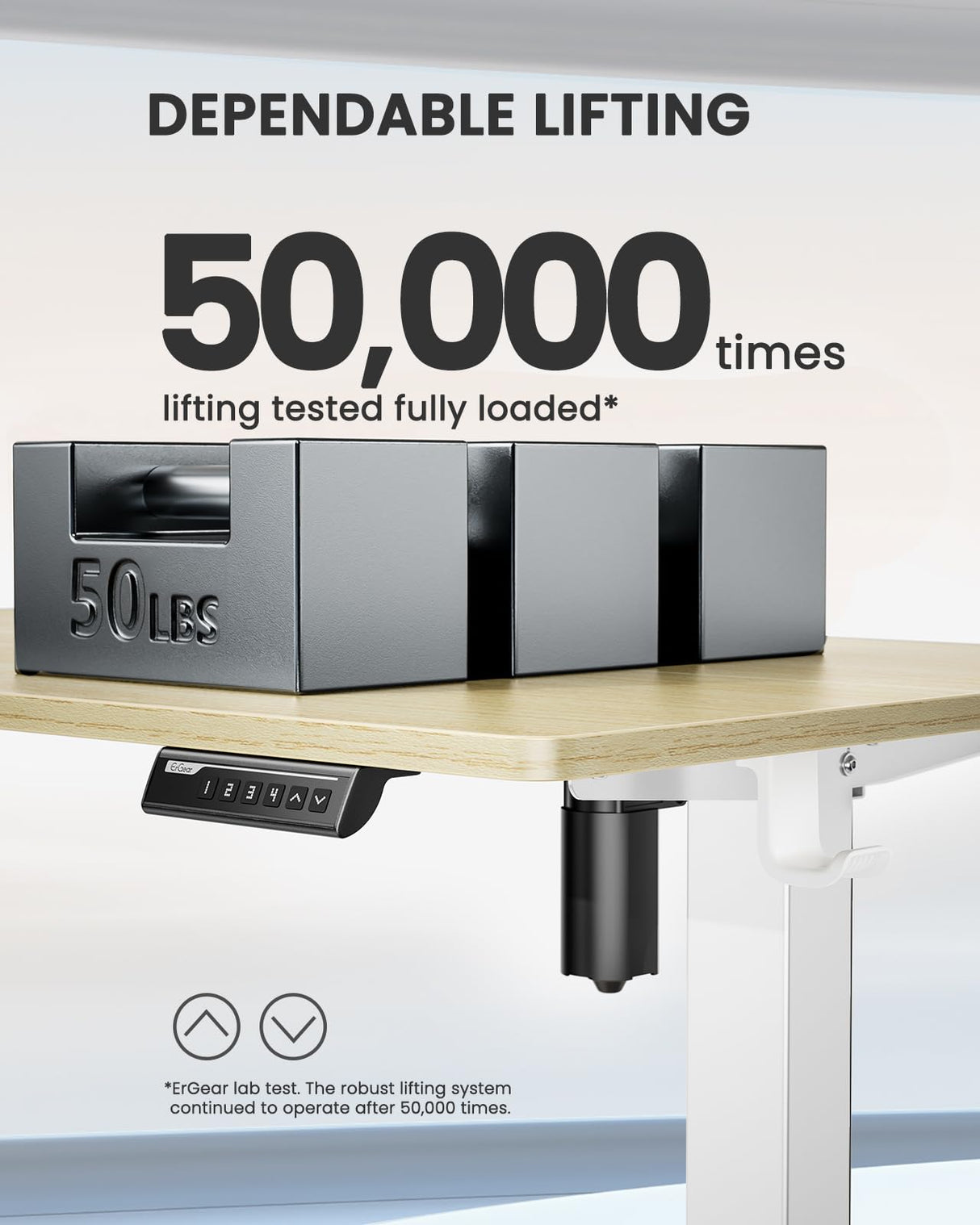 ErGear Height Adjustable Electric Standing Desk, 63x 28 Inches Sit Stand up Desk, Large Memory Computer Home Office Desk (Natural) ErGear