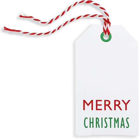 K-Kraft Christmas Gift Tags - 25-Pack - Festive Kraft Tags with Red & White Baker's Twine - Perfect for Wrapping Holiday Presents! K-Kraft