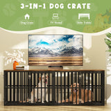 AGESISI Dog Crate Furniture for 2 Dogs, 76” Wooden Dog Kennel with Divider, XXL Double Dog Crate Furniture Large Breed with 4 Doors, Dog Cage End Table Indoor for Large & Medium Dogs, Black AGESISI