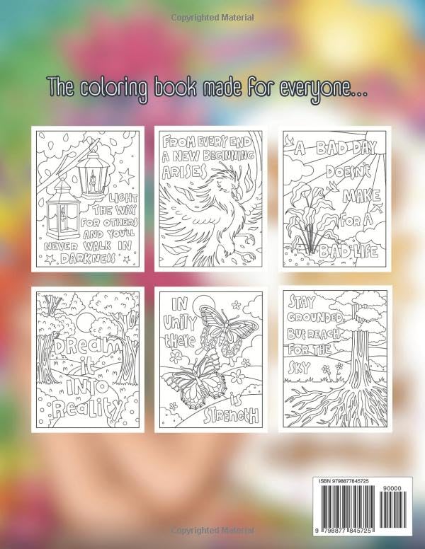 Inspirational & Motivational Quote Coloring Book for Adults: A Collection of Simple Designs with Large Print Positive Phrases to Empower Women, Teens & Seniors