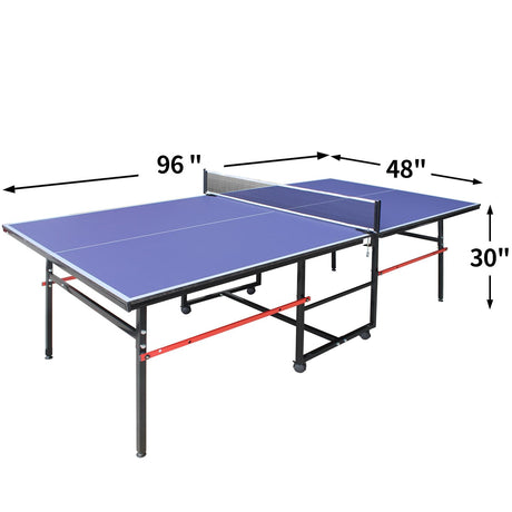 AOKUNG 8ft Professional MDF Indoor Table Tennis Table with Quick Clamp Ping Pong Net with Two Rackets and Three Balls AOKUNG