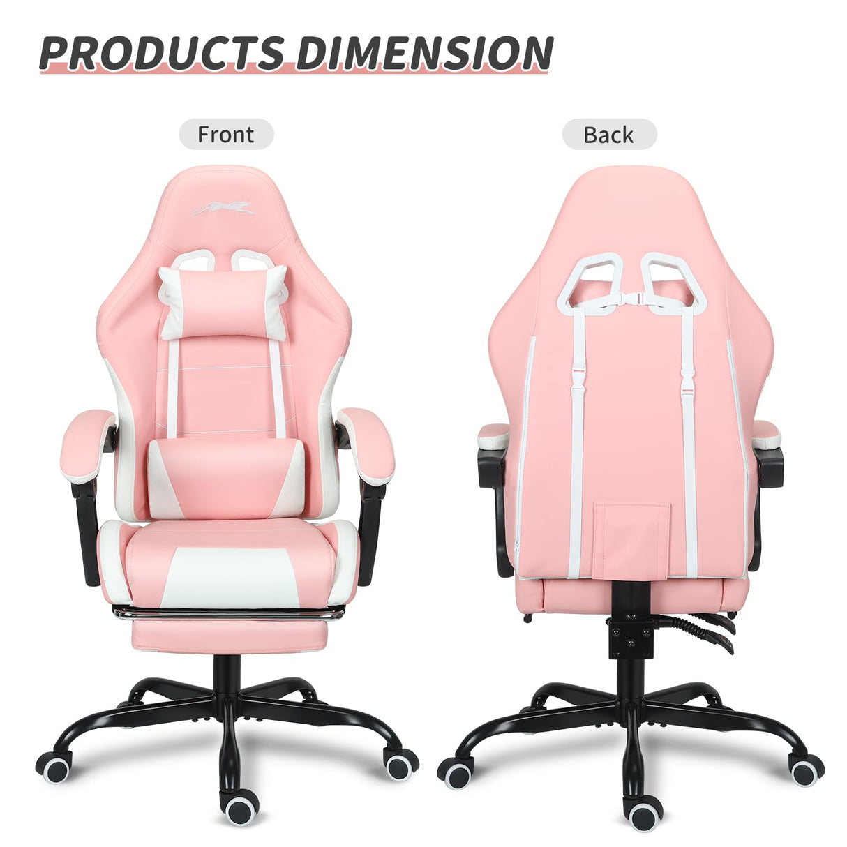 Leopard Gaming Chair with Footrest, Height Adjustable Game Chair with Lumbar Support, Video Gaming Chair for Gaming Room, Living Room and Office - Pink/White Leopard Outdoor Products