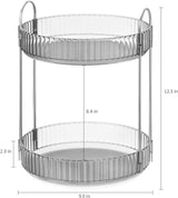 HBlife 360° Rotating Makeup Organizer, 2 Tier Spinning Perfume Skincare Organizer Large Capacity Cosmetic Storage for Bathroom, Vanity, Countertop, Grey HBlife