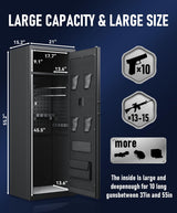 Xyvaly Upgraded Large Gun Safe for 10-14 Rifles - Biometric Fingerprint Access, Removable Shelves & Pistol Storage for Home Security. Xyvaly