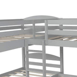 Harper & Bright Designs Quad Bunk Bed with Trundle, L Shaped Bunk Bed for 4 Kids, Wooden Twin Bunk Bed Frame for Kids Teens Adults - Gray Harper & Bright Designs