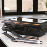 Blackstone 22-Inch Electric Griddle - 1200W Non Stick Ceramic Titanium Coated Stainless Steel Tabletop Griddle with EZ-Touch Control Dial, LCD Display, Patented Rotate & Remove Glass Hood - 8001 Blackstone