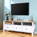 DIYART White TV Stand, Entertainment Center for TVs Up to 65", Modern Media Console with 3 Cabinets for Living Room DIYART