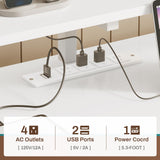 SEDETA White Computer Desk with 5 Drawer & Power Outlet, 66'' Home Office Desk with File Drawer, Storage Shelves, Printer Cabinet and Monitor Shelf, Gaming Desk with Led Lights SEDETA