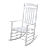 LOKATSE HOME Outdoor Wooden Rocking Chair with 300lbs Support High Back Smooth for Backyard, Lawn, Garden and Deck, White LOKATSE HOME