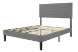 Allewie Light Grey Upholstered Full Size Bed Frame with Adjustable Headboard Allewie