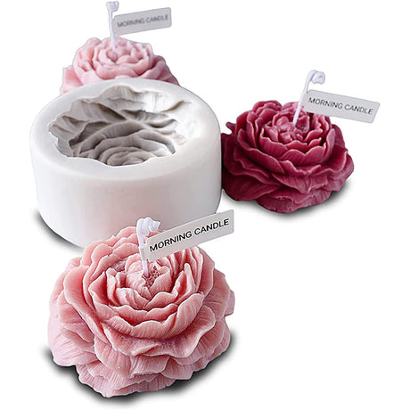Peony Rose 3D Flower Resin Cake Mold - Silicone Molds for Clay Candle Making EVERELAM