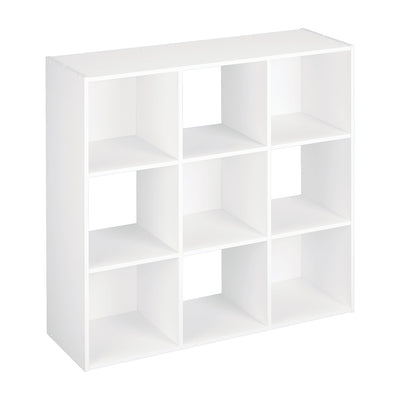 ClosetMaid 9 Cube Laminated Wood Reversible Stackable Open Bookcase Display Shelf Storage Organizer for Home and Office Organization, White