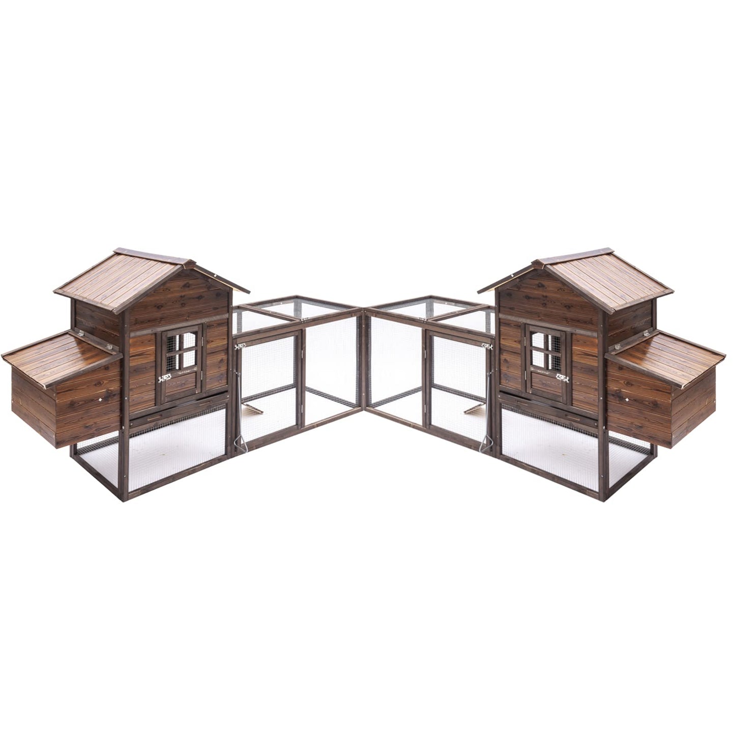 160IN Chicken Coop Wooden Large Hen House for Chickens, Waterproof Outdoor Poultry Cage for Small Animals with Upgraded Nesting Box(Brown)