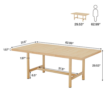 Tribesigns Kitchen Dining Table Wood: 63 Inches Rectangular Dining Room Table for 6, Farmhouse Dinner Table with Heavy Duty Metal Legs for Kitchen, Dining Room, Small Space - WoodArtSupply