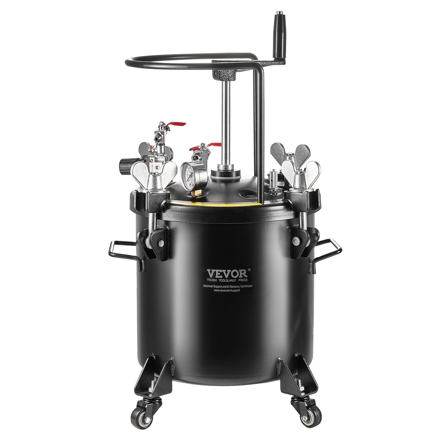 VEVOR Spray Paint Pressure Pot, 20L/5gal Pressure Pot Tank, 70 psi Adjustale Pressure, Steel Pressure Pot Paint Tank with Casters and Leak Repair Sealant, for Home Decor and Industry Painting - WoodArtSupply