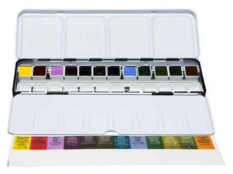Daniel Smith 285650103 Extra Fine Inspirational Solid Watercolor Paint Set of 12 Half Pans, Metal Case and 12 Empty Containers DANIEL SMITH