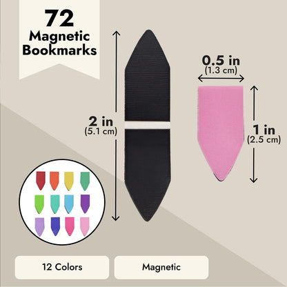 Bright Creations 72 Pack Rainbow Arrow Magnetic Bookmarks - Bulk Mini Magnet Page Clip Markers for Reading - 12 Colors (1 x 0.5 in) - Magnetic Page Markers - Arrow Shaped Magnetic Bookmarks