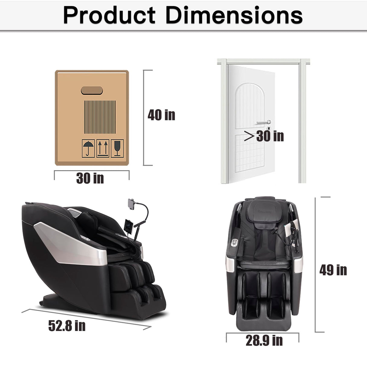 Full Body Massage Chair, Featuring Zero-Gravity SL Track, 6 Types of 3D Mechanical Massage Techniques, 5 Level Heating Function, 5 Level Airbag Massage,Bluetooth Connectivity, Wireless Phone Charging Generic