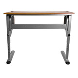 EMMA + OLIVER Adjustable Drawing and Drafting Table with Pewter Frame EMMA + OLIVER