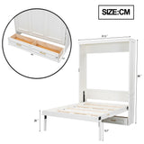 Merax Modern Full Size Murphy Bed with 2 Drawers, Space Saving Wall Bed Foldable into Wardrobe, Solid Pine Wood Frame, No Box Spring Needed, Beige Merax