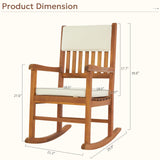 VINGLI Acacia Outdoor Rocking Chair with Cushions, Wooden Rocker Support 550 LBS for Indoors & Outdoors, 1 Pack VINGLI