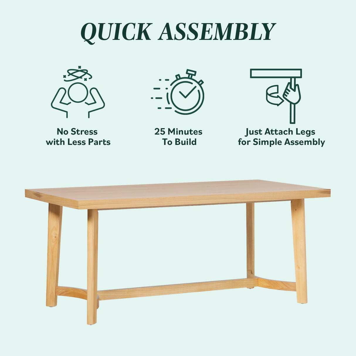 Walker Edison Modern Farmhouse Rustic Solid Oak Wood Rectanglular Dining Table for 6 - White Oak Walker Edison