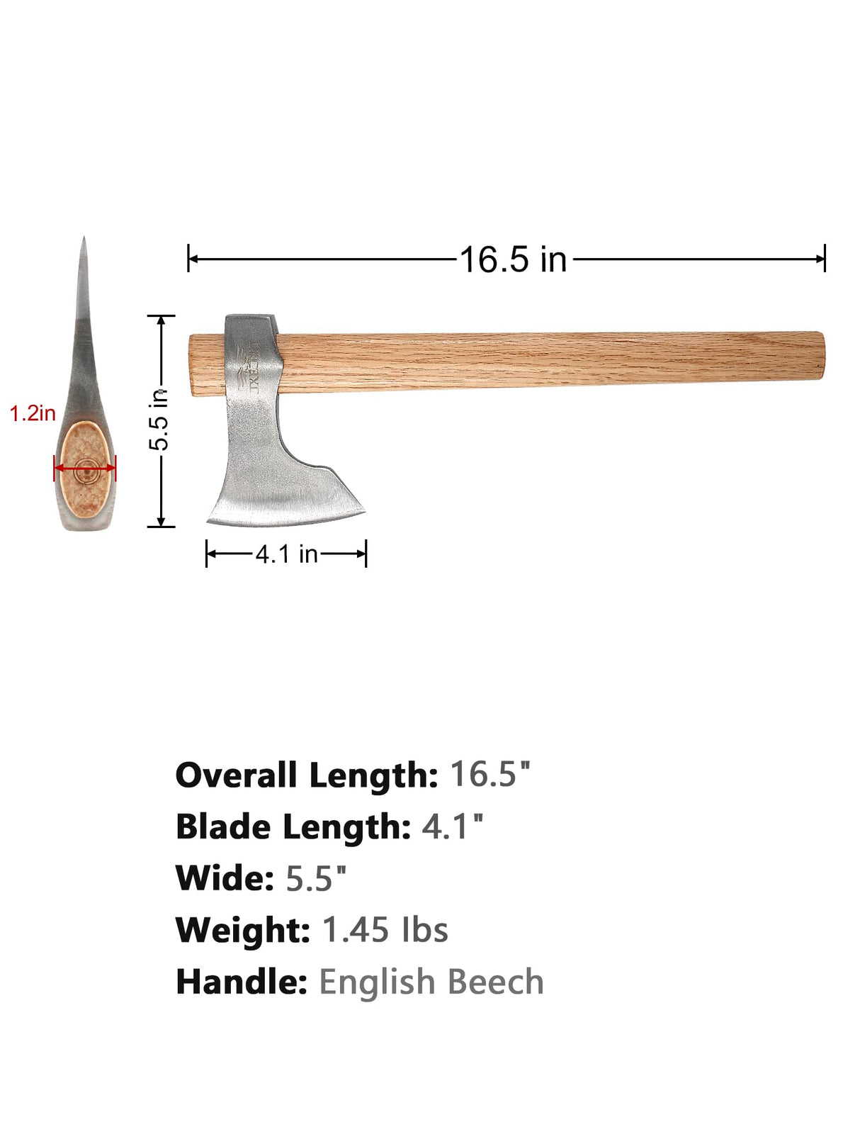 Throwing Tomahawks 2Pack - 16.5" Beech Handle - Forged Axes for Throwing and Outdoor Adventures JXE JXO