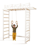 Woodandhearts Swedish Ladder Indoor Playground, Climbing Wall for Kids, Montessori Climbing Set, Indoor Jungle Gym for Toddlers (Pair of Gymnastic Rings) Wood And Hearts
