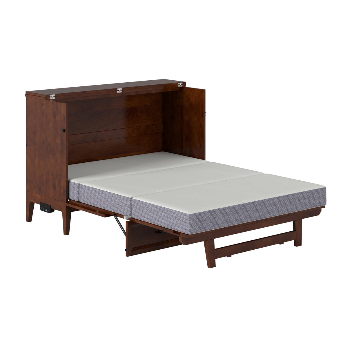 AFI, Santa Fe Full Murphy Bed Chest with 6" Mattress & Built-in USB Charger, Walnut AFI
