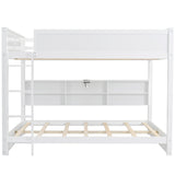 Harper & Bright Designs Queen Over Queen Bunk Beds with Built-in Storage Shelves, Wooden Queen Bunk Bed with USB Ports, Kids Bunk Bed Queen Size, No Box Spring Needed, White Harper & Bright Designs